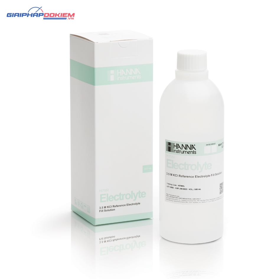 Dung dịch KCl3.5M châm điện cực pH mối nối đôi, 500mL Hanna HI7082L 1 Dung dịch KCl3.5M châm điện cực pH mối nối đôi, 500mL Hanna HI7082L