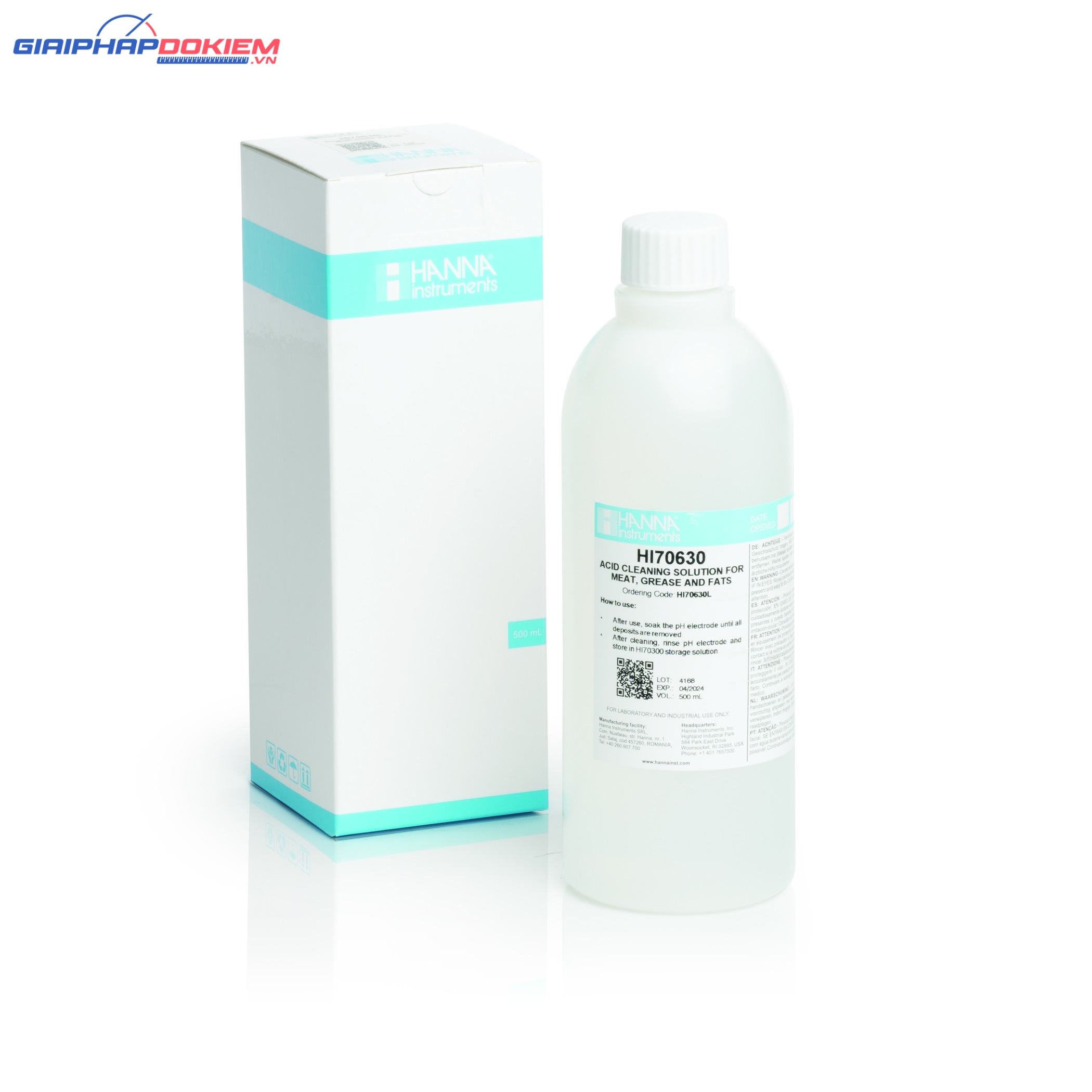 Dung Dịch Rửa Điện Cực Sau Khi Đo Trong Chất Béo Và Dầu Mỡ, 500 mL Hanna HI70630L 1 Dung Dịch Rửa Điện Cực Sau Khi Đo Trong Chất Béo Và Dầu Mỡ, 500 mL Hanna HI70630L