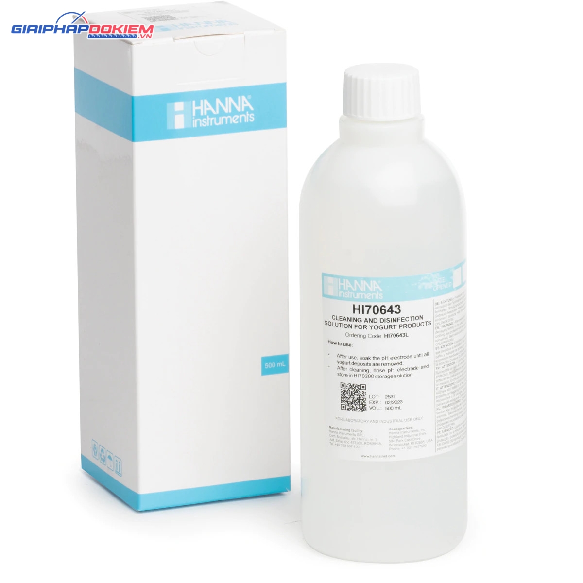 Dung Dịch Rửa Điện Cực Sau Khi Đo Trong Sữa Chua, Chai 500mL Hanna HI70643L 1 Dung Dịch Rửa Điện Cực Sau Khi Đo Trong Sữa Chua, Chai 500mL Hanna HI70643L
