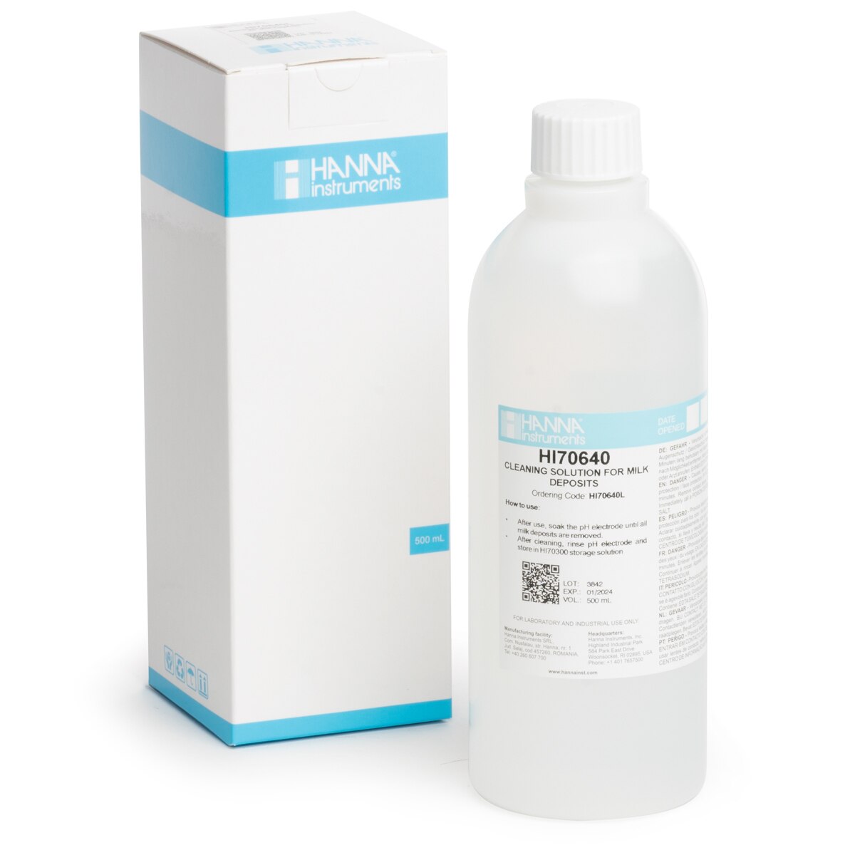 Dung Dịch Rửa Điện Cực Trong Sữa, 500 mL Hanna HI70640L 1 Dung Dịch Rửa Điện Cực Trong Sữa, 500 mL Hanna HI70640L