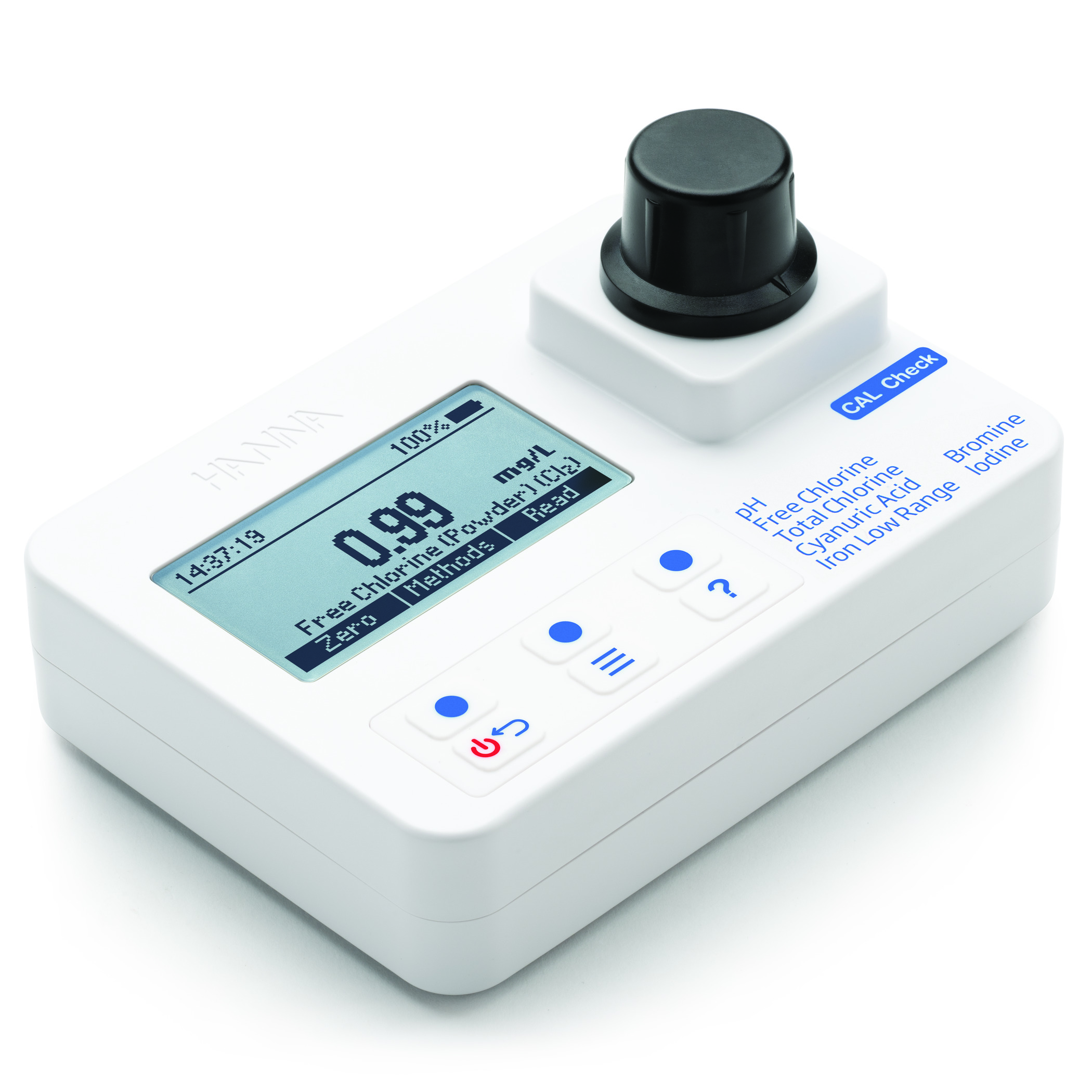 Máy Đo Brôm, Clo, Axit Cyanuric, Iot, Sắt Và pH Trong Nước Sạch Hanna HI97101 1 Máy Đo Brôm, Clo, Axit Cyanuric, Iot, Sắt Và pH Trong Nước Sạch Hanna HI97101