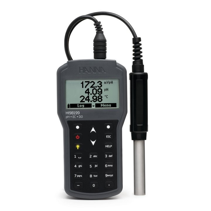 Máy Đo pH/Độ Dẫn/TDS/Độ Mặn/Oxy Hòa Tan/Nhiệt Độ Hanna HI98199 1 Máy Đo pH/Độ Dẫn/TDS/Độ Mặn/Oxy Hòa Tan/Nhiệt Độ Hanna HI98199