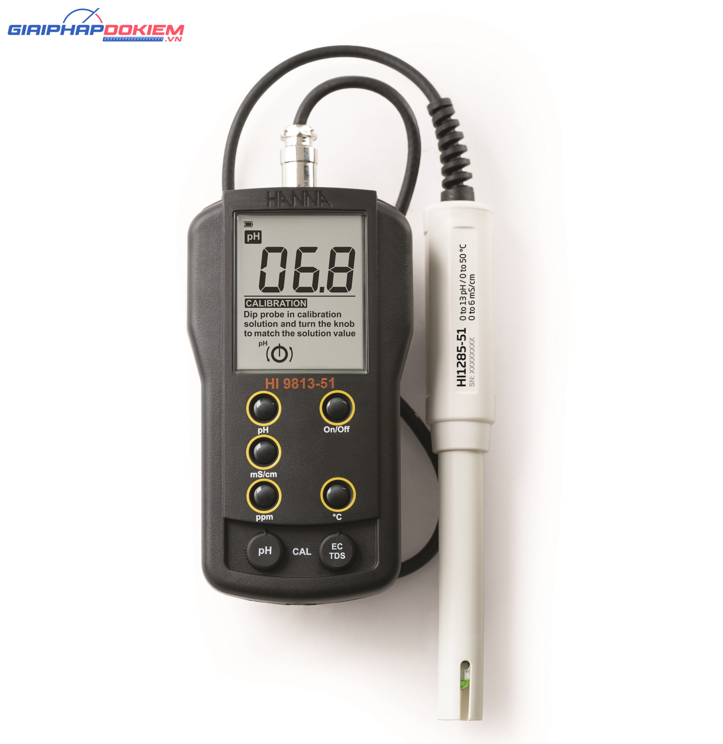 Máy Đo pH/EC/TDS/Nhiệt Độ Thang Cao Hanna HI9813-51 1 Máy Đo pH/EC/TDS/Nhiệt Độ Thang Cao Hanna HI9813-51
