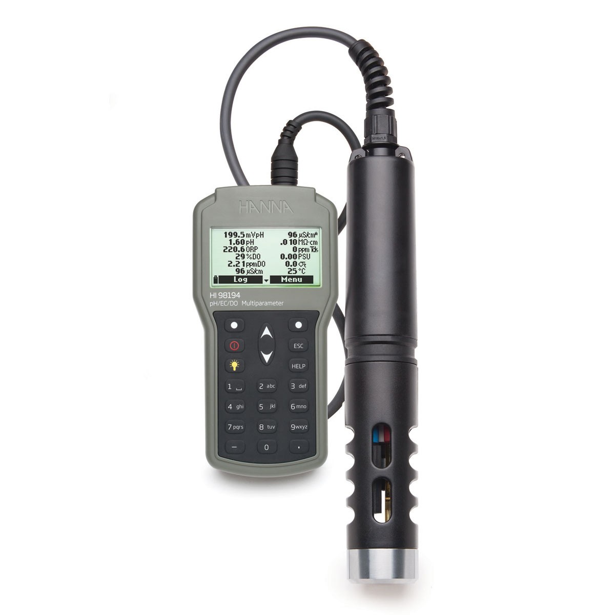 Máy Đo pH/ORP/EC/TDS/Độ Mặn/DO/Áp Suất/Nhiệt Độ Chống Thấm Nước Hanna HI98194 1 Máy Đo pH/ORP/EC/TDS/Độ Mặn/DO/Áp Suất/Nhiệt Độ Chống Thấm Nước Hanna HI98194
