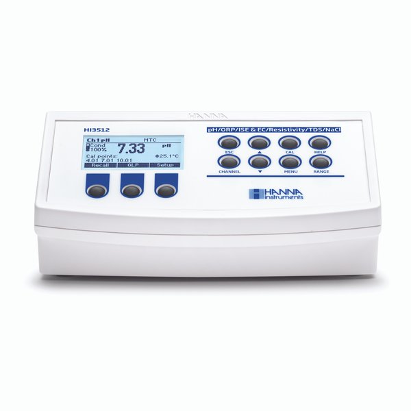 Máy Đo pH/ORP/ISE Và EC/TDS/Độ Mặn/Trở Kháng Để Bàn 2 Kênh Không Kèm Điện Cực Hanna HI3512-02 2 Máy Đo pH/ORP/ISE Và EC/TDS/Độ Mặn/Trở Kháng Để Bàn 2 Kênh Không Kèm Điện Cực Hanna HI3512-02