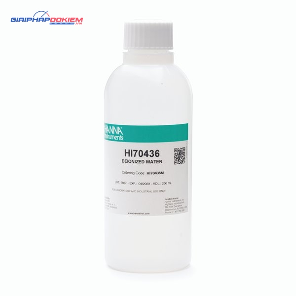 Nước Khử Ion, 250mL Hanna HI70436M 1 Nước Khử Ion, 250mL Hanna HI70436M