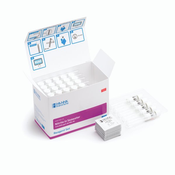 Thuốc Thử Nitrit, Nước Mặn (0-600 µg/L), Ống 16 mm, 25 Lần Đo Hanna HI96789-25 1 Thuốc Thử Nitrit, Nước Mặn (0-600 µg/L), Ống 16 mm, 25 Lần Đo Hanna HI96789-25