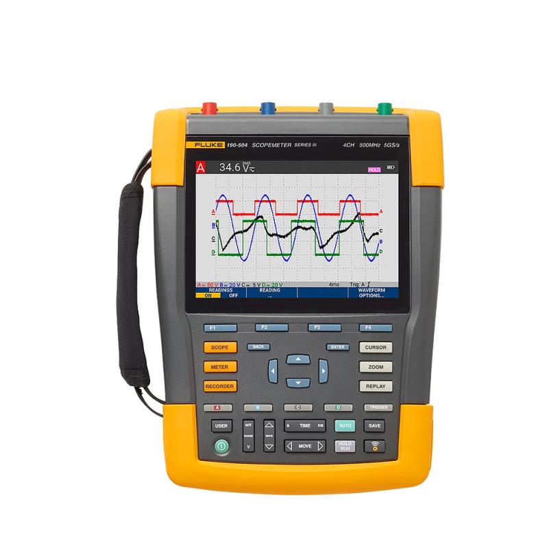 Máy hiện sóng cầm tay FLUKE-190-204-III-S (200Mhz, 4CH, 2,5 GS/s, Cách ly, FlukeView) 4 Máy hiện sóng cầm tay FLUKE-190-204-III-S (200Mhz, 4CH, 2,5 GS/s, Cách ly, FlukeView)