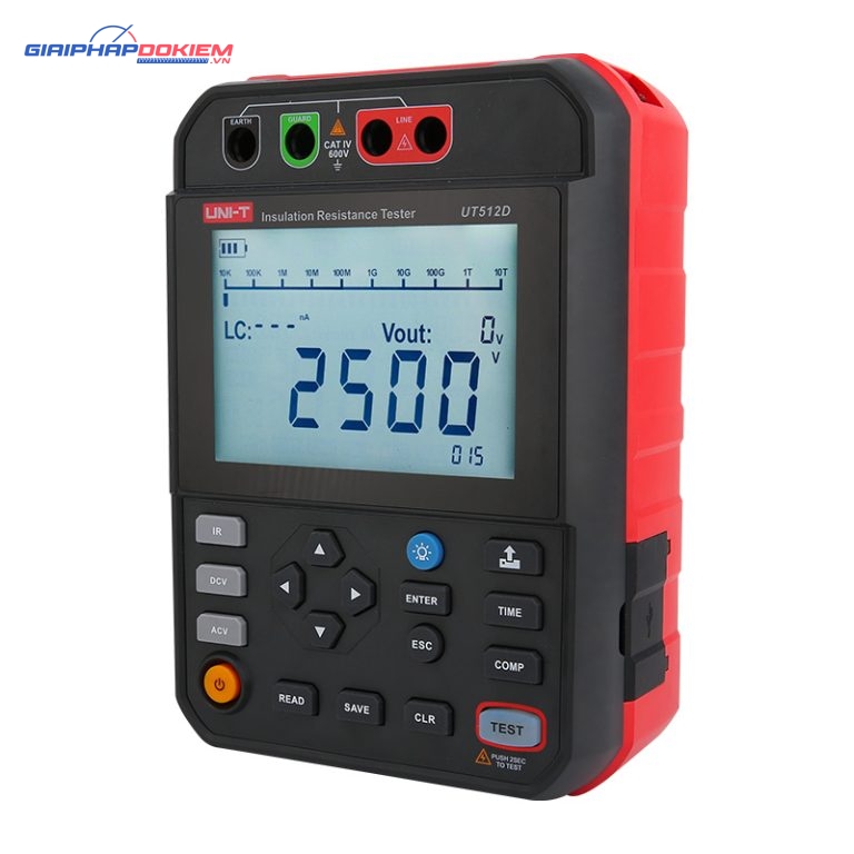 Thiết bị đo điện trở cách điện Uni-T UT512D (2.5kV;1TΩ) 1 Thiết bị đo điện trở cách điện Uni-T UT512D (2.5kV;1TΩ)