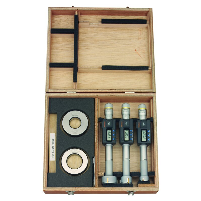 Bộ Panme Đo Lỗ 3 Chấu Điện Tử Metric 50-75 mm, Interchange. Head IP65, TIN Mitutoyo 468-984 10 Bộ Panme Đo Lỗ 3 Chấu Điện Tử Metric 50-75 mm, Interchange. Head IP65, TIN Mitutoyo 468-984