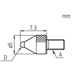 Kim đo đồng hồ so Ball Point D=2,5mm, Carbide, Metric Mitutoyo 21AAA351 5 dau do dong ho so ball point d 4mm carbide metric mitutoyo 21aaa352 1