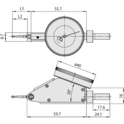 Đồng Hồ So Chân Gập, Dial Test Indicator, Horiz. 20° Face 0,4mm, 0,002mm, 8mm Stem Mitutoyo 513-445-10E 9 dong ho so chan gap dial test indicator horiz 20° face 0 06 0 0005 4 9 52mm stem bracket black dial 513 446 16t 1