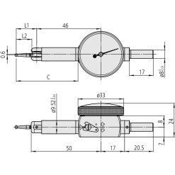 dong ho so chan gap dial test indicator horiz pocket type 0 14mm 0 001mm with bracket 513 501t 1