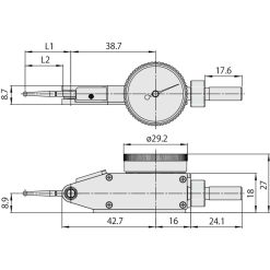 Đồng Hồ So Chân Gập, Dial Test Indicator, Horizontal Type 0,008", 0,0001", 4/9,52mm Stem, Bracket Mitutoyo 513-403-10T 9 dong ho so chan gap dial test indicator horizontal compact 0 008 0 0001 9 52mm stem 513 463 10e 1