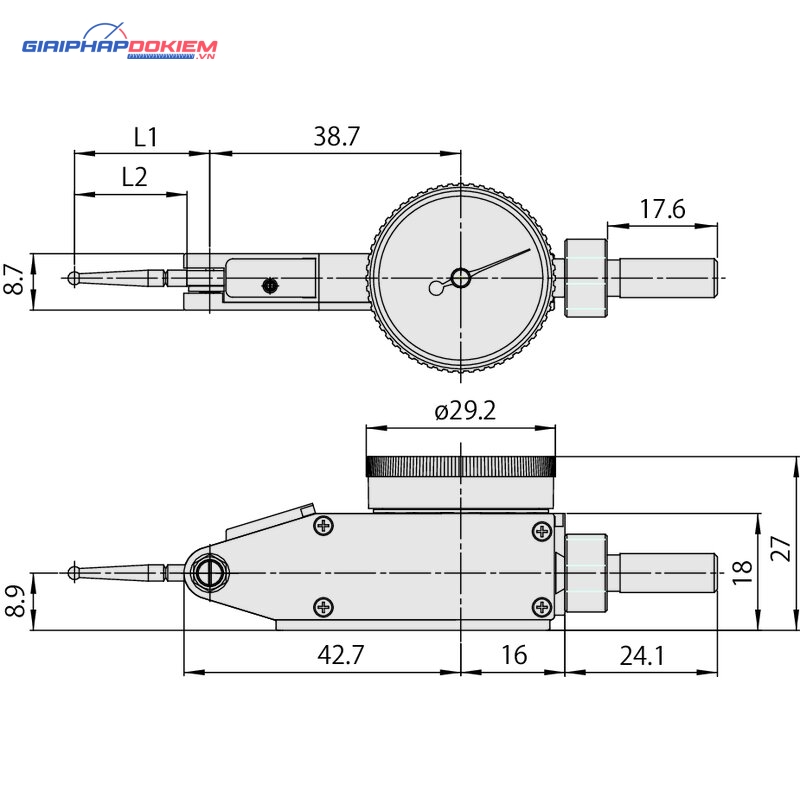 Đồng Hồ So Chân Gập, Dial Test Indicator, Horizontal Type 0,008", 0,0001", 4/9,52mm Stem, Bracket Mitutoyo 513-403-10T 6 Đồng Hồ So Chân Gập, Dial Test Indicator, Horizontal Type 0,008", 0,0001", 4/9,52mm Stem, Bracket Mitutoyo 513-403-10T - Ảnh 2