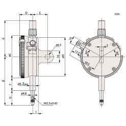 Đồng Hồ So Cơ Khí Flat Back 2mm, 0,001mm Mitutoyo 2113AB-10 7 dong ho so co khi flat back 5mm 0 005mm mitutoyo 2124s 10 1