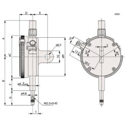Đồng Hồ So Cơ Khí, Dial Indicator, Flat Back 5mm, 0,001mm, Jeweled Bearing Mitutoyo 2118SB-10 7 dong ho so co khi flat back 5mm 0 005mm mitutoyo 2124s 10 1