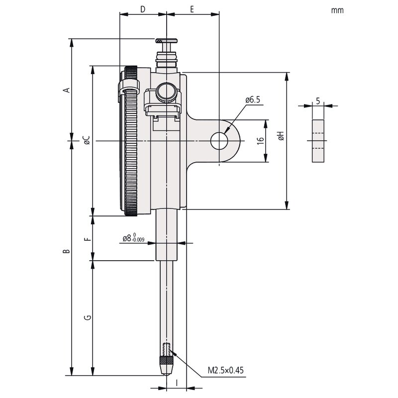 Đồng Hồ So Cơ Khí Flat Back 20mm, 0,01mm Mitutoyo 2050AB 5 Đồng Hồ So Cơ Khí Flat Back 20mm, 0,01mm Mitutoyo 2050AB - Ảnh 2