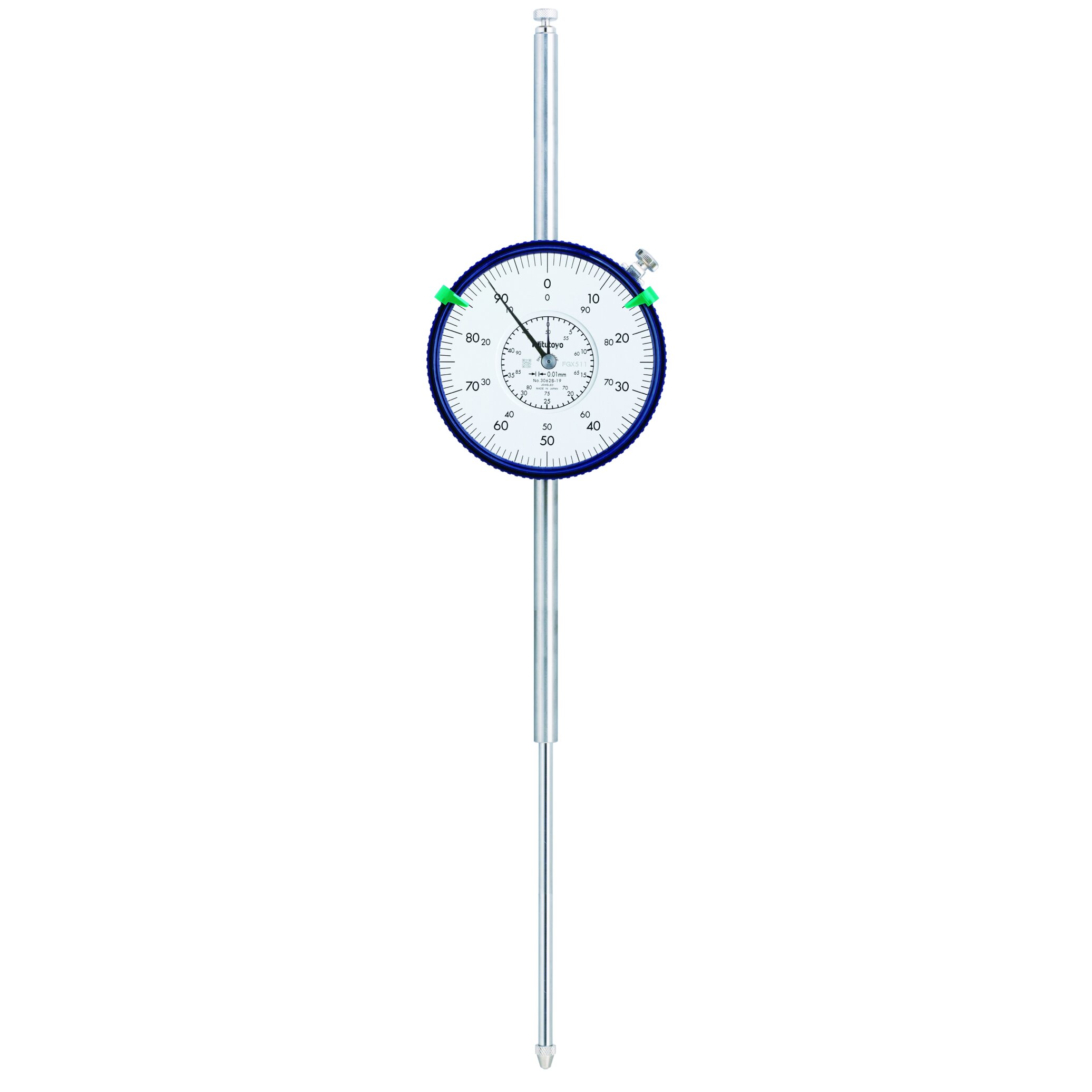 Đồng Hồ So Cơ Khí Mặt Lớn, Dial Indicator, Flat Back 100mm, 0,01mm, Shockp., Coax. Rev. Count Mitutoyo 3062AB-19 2 Đồng Hồ So Cơ Khí Mặt Lớn, Dial Indicator, Flat Back 100mm, 0,01mm, Shockp., Coax. Rev. Count Mitutoyo 3062AB-19