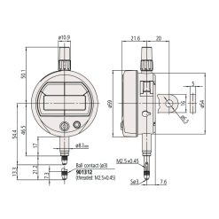Đồng hồ so điện tử ID-SS, ANSI/AGD Inch/Metric, 0,5", 0,00005", Lug Back Mitutoyo 543-502 5 dong ho so dien tu digital indicator id s ansi agd ip53 inch metric 0 5 0 00005 lug back 543 796 1