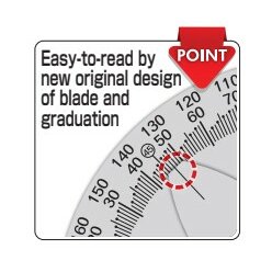 Dưỡng đo góc bán nguyệt 0-180º vạch chia Kaidan Niigataseiki PRT-19KD 4 Dưỡng đo góc bán nguyệt 0-180º vạch chia Kaidan Niigataseiki PRT-19KD - Ảnh 2