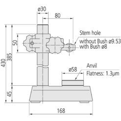 Đế gá đồng hồ so D=58mm Mitutoyo 519-109-10 9 ga do may do gauge stand with hardened steel anvil d 58mm serrated anvil heigh column 519 109 10 1