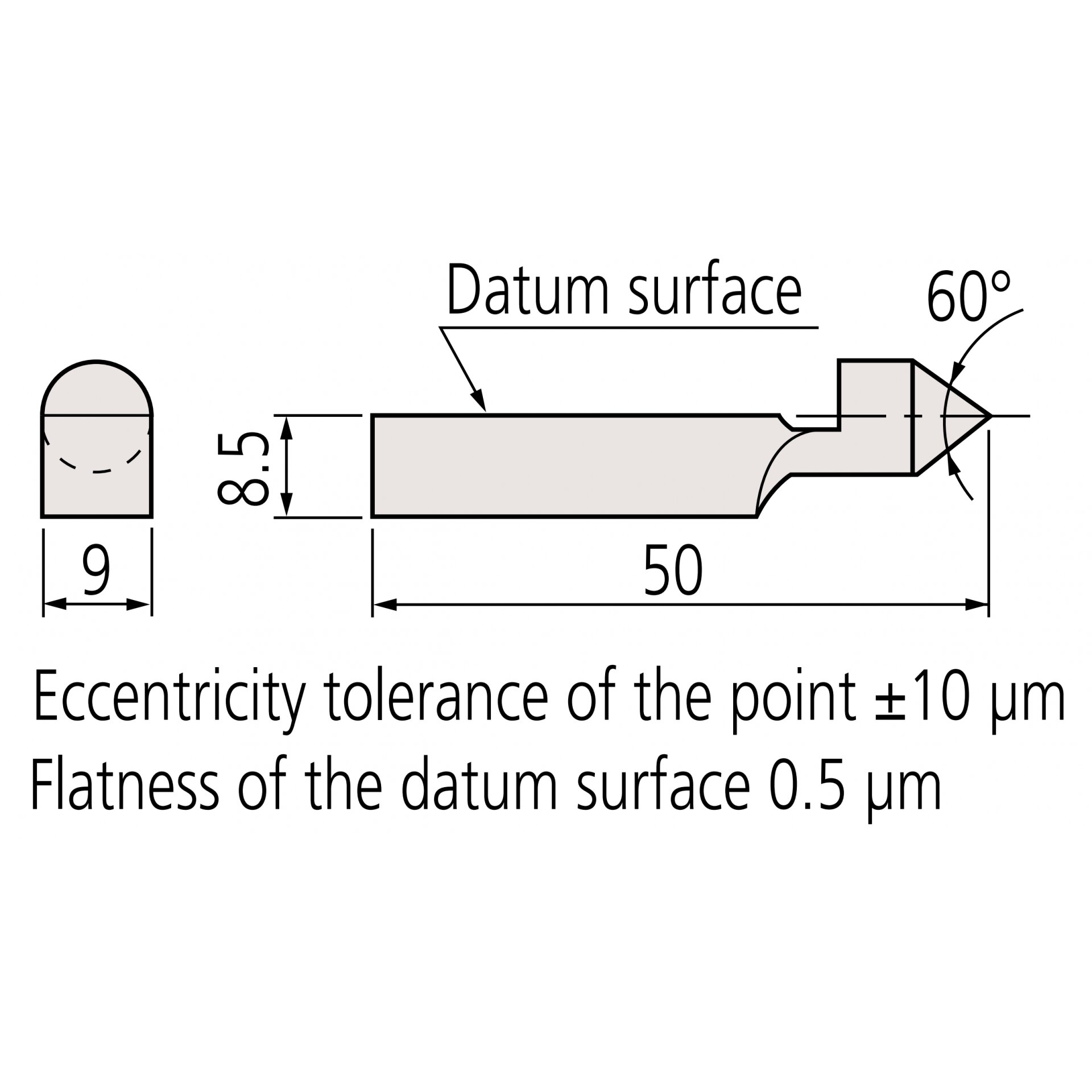 Mũi đo tâm 60° cho căn mẫu Mitutoyo 619020 4 Mũi đo tâm 60° cho căn mẫu Mitutoyo 619020 - Ảnh 2