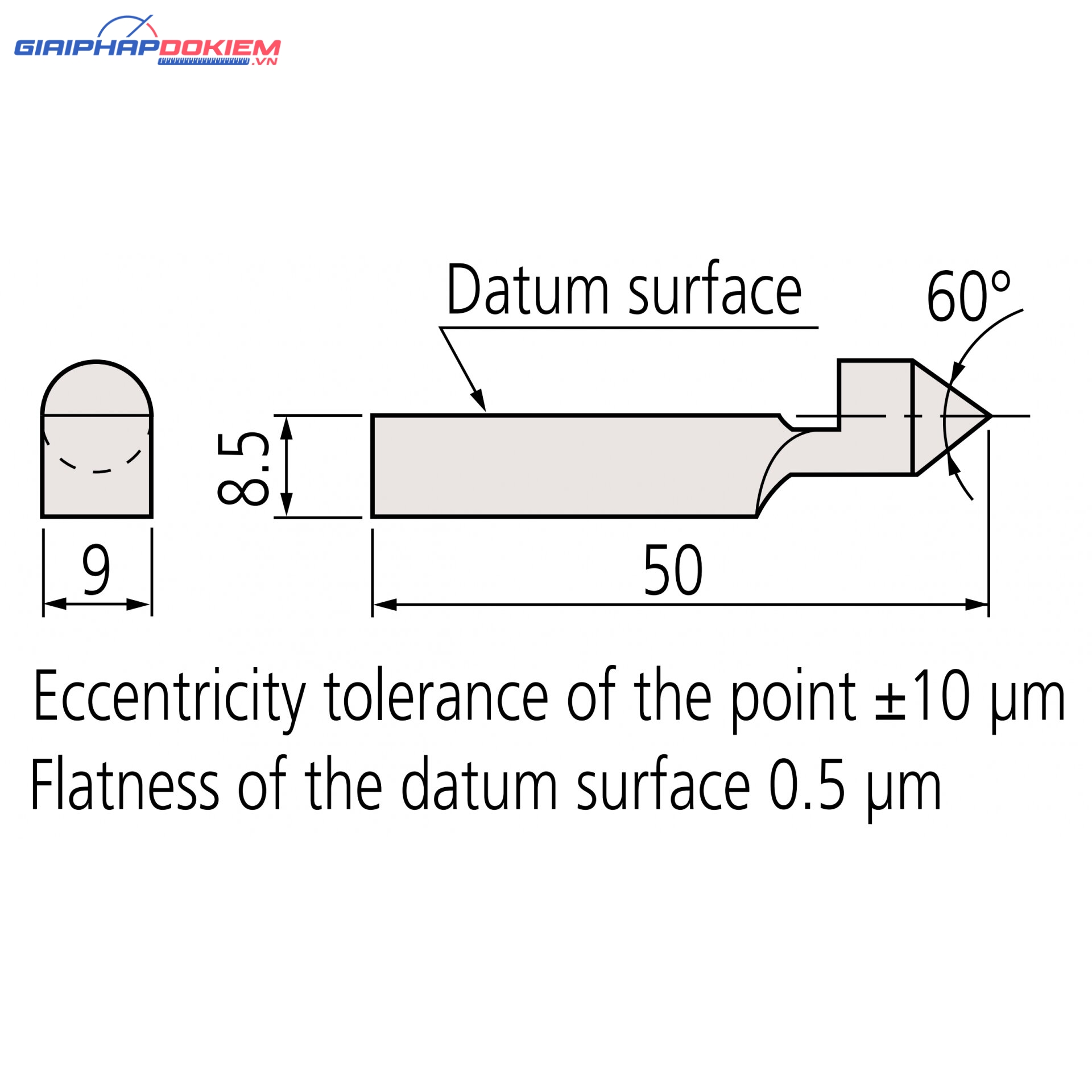 Mũi đo tâm 60° cho căn mẫu Mitutoyo 619020 4 Mũi đo tâm 60° cho căn mẫu Mitutoyo 619020 - Ảnh 2
