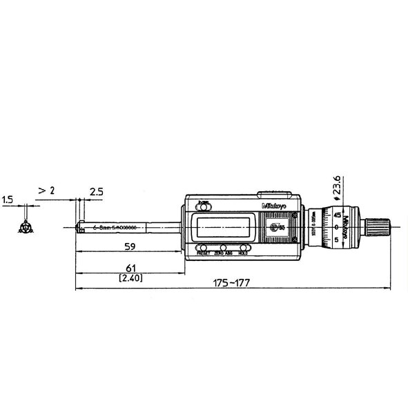 Panme Đo Lỗ 3 Chấu Điện Tử Metric, 30-40mm, IP65, TIN Mitutoyo 468-168 7 Panme Đo Lỗ 3 Chấu Điện Tử Metric, 30-40mm, IP65, TIN Mitutoyo 468-168 - Ảnh 2