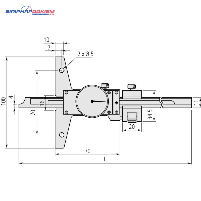 Thước cặp đo sâu đồng hồ 0-200mm, 0,05mm Mitutoyo 527-302-50 10 Thước cặp đo sâu đồng hồ 0-200mm, 0,05mm Mitutoyo 527-302-50 - Ảnh 5
