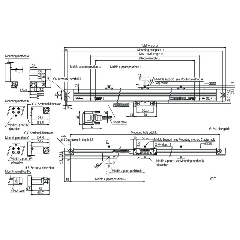 Thước Quang Linear Scale AT715 250 mm Mitutoyo 539-804 9 Thước Quang Linear Scale AT715 250 mm Mitutoyo 539-804 - Ảnh 2