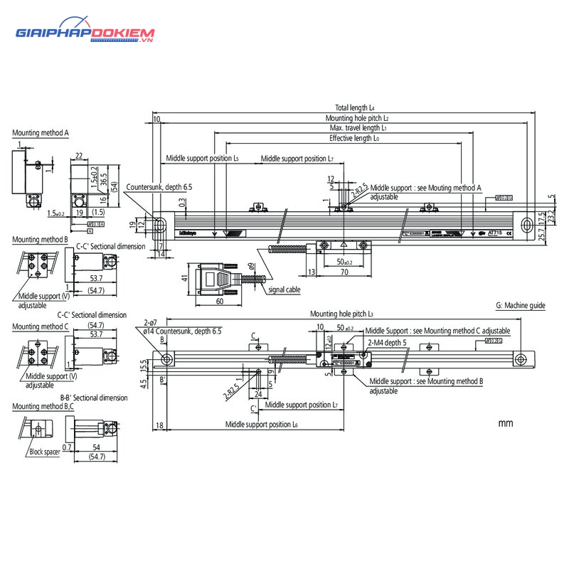 Thước Quang Linear Scale AT715 400 mm Mitutoyo 539-807 9 Thước Quang Linear Scale AT715 400 mm Mitutoyo 539-807 - Ảnh 2