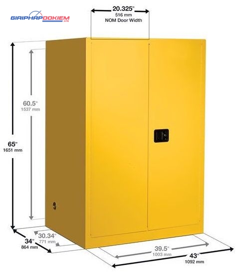 Tủ cao an toàn 2 cửa cho sản phẩm dễ cháy Ecosafe SC45 6 Tủ cao an toàn 2 cửa cho sản phẩm dễ cháy Ecosafe SC45 - Ảnh 3