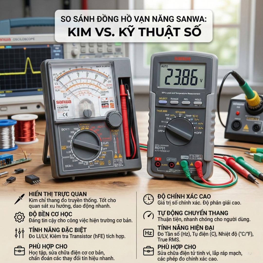 Hướng Dẫn Sử Dụng Đồng Hồ Vạn Năng Sanwa YX360TRF Chi Tiết 10 Hướng dẫn sử dụng đồng hồ vạn năng Sanwa YX360TRF