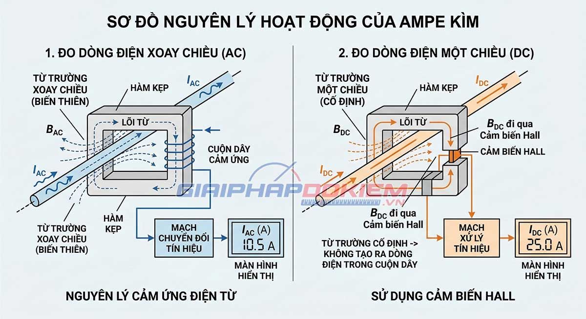 Sơ đồ nguyên lý hoạt động của ampe kìm