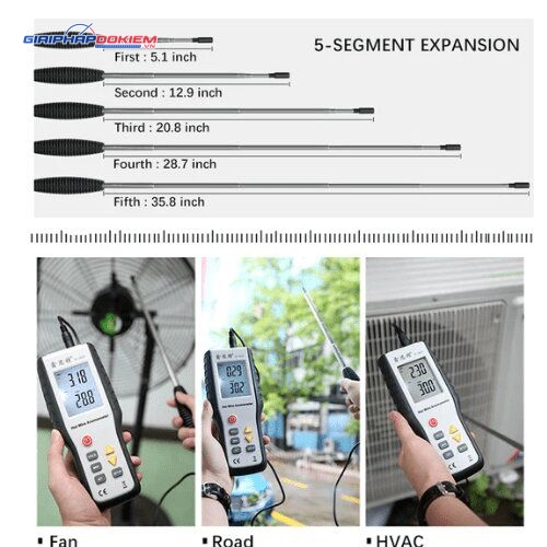 Máy đo tốc độ gió – nhiệt độ Hti HT-9829 (Anemometer, 4 chế độ đo, LCD lớn) 6 Máy đo tốc độ gió – nhiệt độ Hti HT-9829 (Anemometer, 4 chế độ đo, LCD lớn) - Ảnh 4