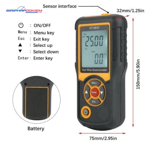 Máy đo tốc độ gió HTI HT-9830 6 Máy đo tốc độ gió HTI HT-9830 - Ảnh 3