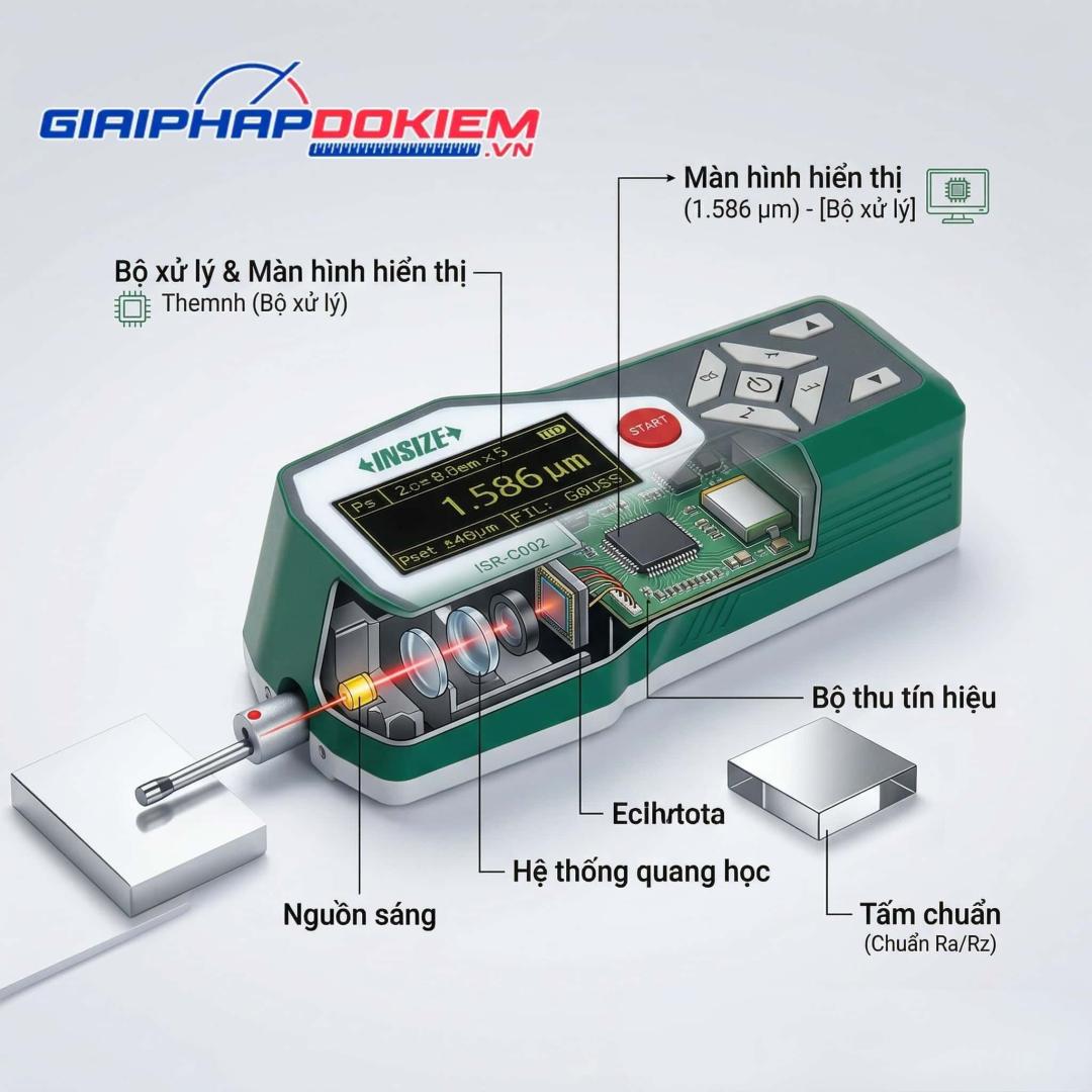 Cấu tạo máy đo độ bóng bao gồm các bộ phận