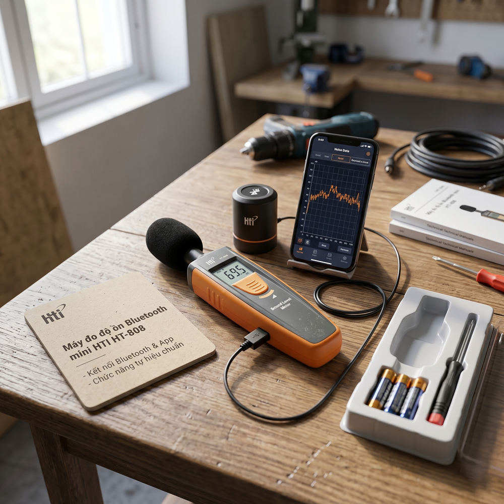 Máy Đo Độ Ồn Bluetooth Mini HTI HT-808 5 Máy Đo Độ Ồn Bluetooth Mini HTI HT-808 - Ảnh 2