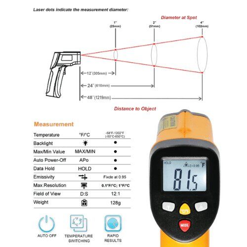 Máy đo nhiệt độ hồng ngoại HTI HT-812/816 4 Máy đo nhiệt độ hồng ngoại HTI HT-812/816 - Ảnh 2