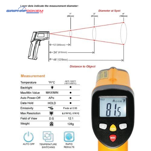 Máy đo nhiệt độ hồng ngoại HTI HT-812/816 4 Máy đo nhiệt độ hồng ngoại HTI HT-812/816 - Ảnh 2