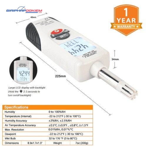 Máy đo nhiệt độ và độ ẩm Hti HT-350 (Độ chính xác cao, màn hình LCD lớn) 9 Máy đo nhiệt độ và độ ẩm Hti HT-350 (Độ chính xác cao, màn hình LCD lớn) - Ảnh 6