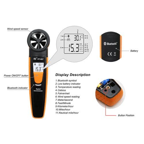Máy đo tốc độ gió Bluetooth HTI HT-807 12 Máy đo tốc độ gió Bluetooth HTI HT-807 - Ảnh 10