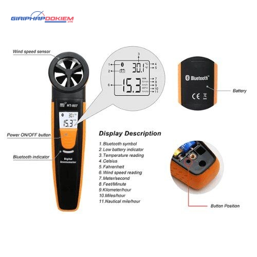 Máy đo tốc độ gió Bluetooth HTI HT-807 12 Máy đo tốc độ gió Bluetooth HTI HT-807 - Ảnh 10