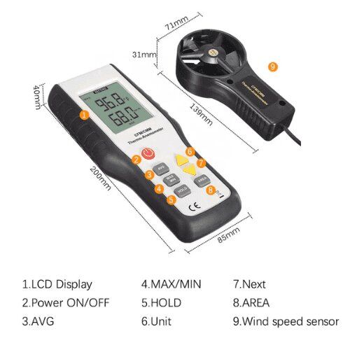 Máy đo tộc độ gió CFM / CMM HTI HT-9819 4 Máy đo tộc độ gió CFM / CMM HTI HT-9819 - Ảnh 2