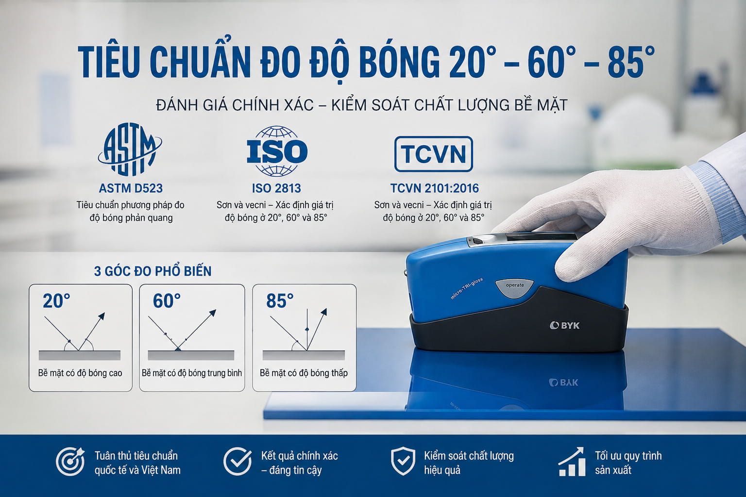 Tiêu Chuẩn Đo Độ Bóng 20 60 85 Độ: Cách Chọn Góc Đo & Quy Trình Chuẩn 12 Nội dung của tiêu chuẩn đo độ bóng 20 60 85 độ