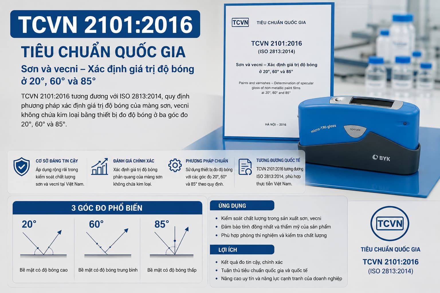 Tiêu Chuẩn Đo Độ Bóng 20 60 85 Độ: Cách Chọn Góc Đo & Quy Trình Chuẩn 15 Tiêu chuẩn đo độ bóng 20 60 85 độ