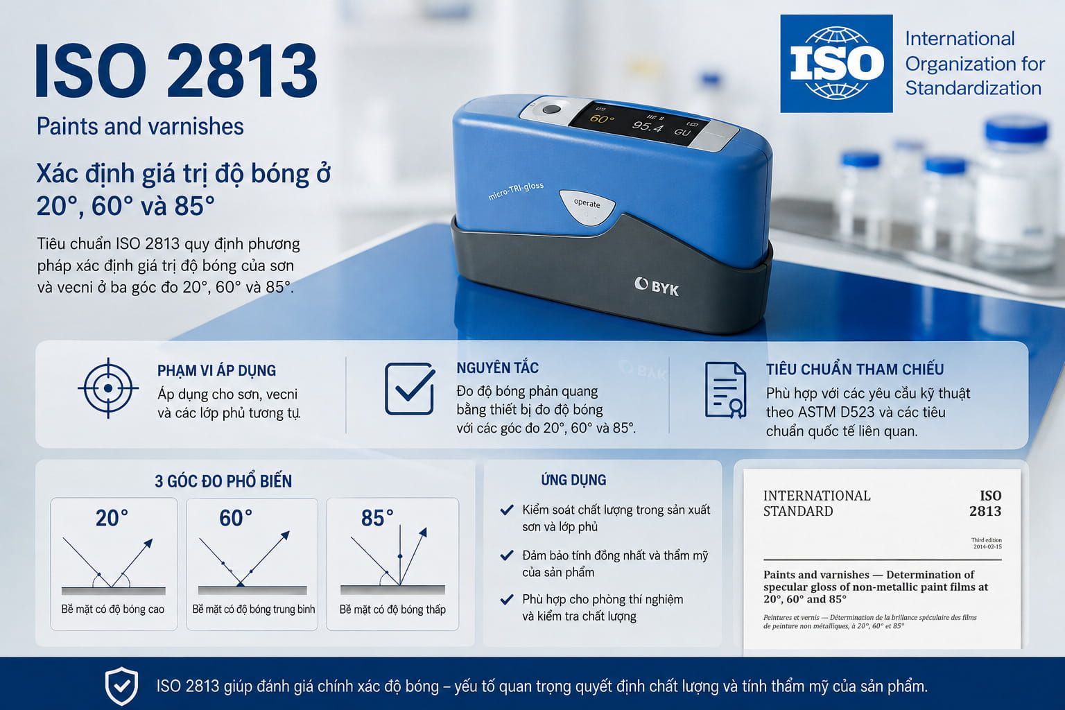 Tiêu Chuẩn Đo Độ Bóng 20 60 85 Độ: Cách Chọn Góc Đo & Quy Trình Chuẩn 14 Tiêu chuẩn đo độ bóng 20 60 85 độ
